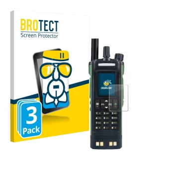 Face avant d’un emballage produit avec le logo de la marque BROTECT. À côté, l’appareil Baofeng DM-32 est représenté avec la p