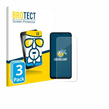 Face avant d’un emballage produit avec le logo de la marque BROTECT. À côté, l’appareil Xiaomi Redmi 15 4G est représenté avec