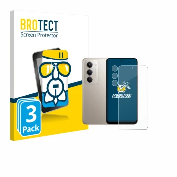 Face avant d’un emballage produit avec le logo de la marque BROTECT. À côté, l’appareil Xiaomi Redmi 15 4G (Avant+Caméra) est 