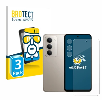 Face avant d’un emballage produit avec le logo de la marque BROTECT. À côté, l’appareil Xiaomi Redmi 15 (Avant+Caméra) est rep