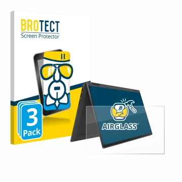 Face avant d’un emballage produit avec le logo de la marque BROTECT. À côté, l’appareil Lenovo IdeaPad Flex 5 14ALC05 est repr