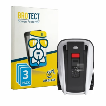 Face avant d’un emballage produit avec le logo de la marque BROTECT. À côté, l’appareil Ecovacs Goat O800 RTK est représenté a