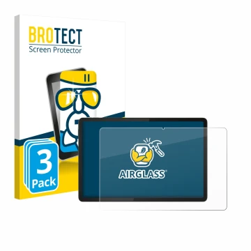 Face avant d’un emballage produit avec le logo de la marque BROTECT. À côté, l’appareil Lenovo Tab K11e est représenté avec la