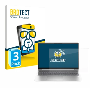 Face avant d’un emballage produit avec le logo de la marque BROTECT. À côté, l’appareil HP EliteBook 6 G1i 14 est représenté a