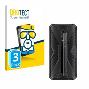 Face avant d’un emballage produit avec le logo de la marque BROTECT. À côté, l’appareil Ulefone Armor X12 Pro (Caméra UNIQUEME