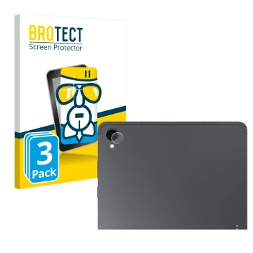 Face avant d’un emballage produit avec le logo de la marque BROTECT. À côté, l’appareil Samsung Galaxy Tab S11 (Caméra UNIQUEM