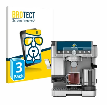 Face avant d’un emballage produit avec le logo de la marque BROTECT. À côté, l’appareil Ninja Luxe Cafe Pro ES701EU est représ