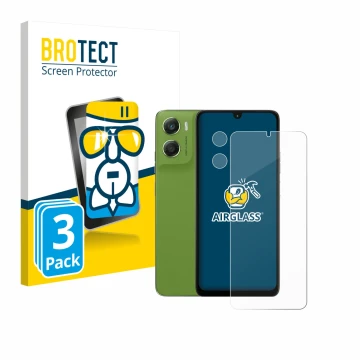 Face avant d’un emballage produit avec le logo de la marque BROTECT. À côté, l’appareil Motorola Moto G06 Power (Avant+Caméra)