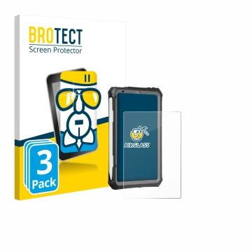 Face avant d’un emballage produit avec le logo de la marque BROTECT. À côté, l’appareil Apple iPad Mini 7 2024 (case-friendly)