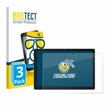 Face avant d’un emballage produit avec le logo de la marque BROTECT. À côté, l’appareil Yicty MB1001 10.1