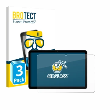 Face avant d’un emballage produit avec le logo de la marque BROTECT. À côté, l’appareil Tabwee T80 10.1