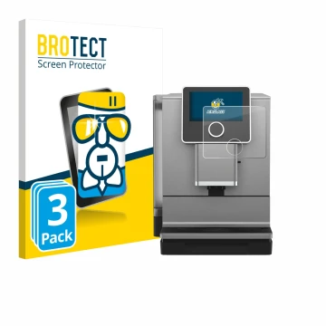 Face avant d’un emballage produit avec le logo de la marque BROTECT. À côté, l’appareil Nivona NICR 970 est représenté avec la