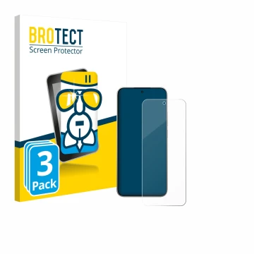 Face avant d’un emballage produit avec le logo de la marque BROTECT. À côté, l’appareil Xiaomi 15T est représenté avec la prot