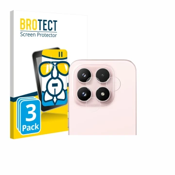 Face avant d’un emballage produit avec le logo de la marque BROTECT. À côté, l’appareil Xiaomi 17 (Caméra UNIQUEMENT) est repr