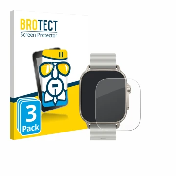 Face avant d’un emballage produit avec le logo de la marque BROTECT. À côté, l’appareil realme Watch 5 est représenté avec la 