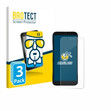 Face avant d’un emballage produit avec le logo de la marque BROTECT. À côté, l’appareil Datalogic Memor 17 HC est représenté a