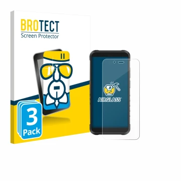 Face avant d’un emballage produit avec le logo de la marque BROTECT. À côté, l’appareil Ulefone RugKing est représenté avec la