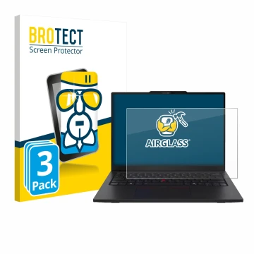 Face avant d’un emballage produit avec le logo de la marque BROTECT. À côté, l’appareil Lenovo ThinkPad L13 Gen 6 est représen