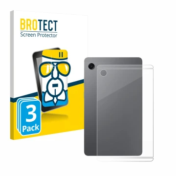 Face avant d’un emballage produit avec le logo de la marque BROTECT. À côté, l’appareil Samsung Galaxy Tab A11 8.7