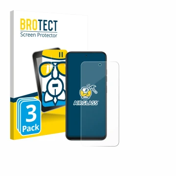 Face avant d’un emballage produit avec le logo de la marque BROTECT. À côté, l’appareil Infinix Smart 10 est représenté avec l