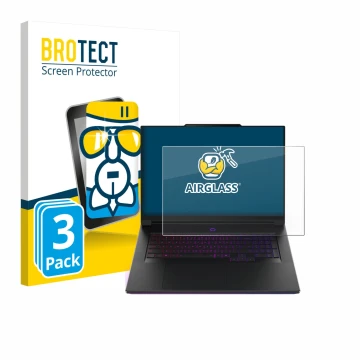 Face avant d’un emballage produit avec le logo de la marque BROTECT. À côté, l’appareil Lenovo Legion 9i Gen 10 18