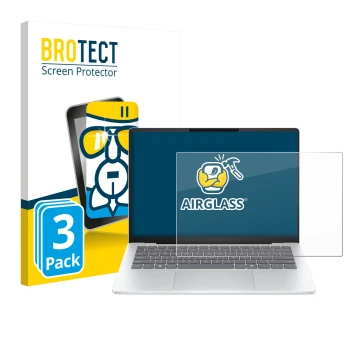 Face avant d’un emballage produit avec le logo de la marque BROTECT. À côté, l’appareil HP OmniBook 5 14 est représenté avec l