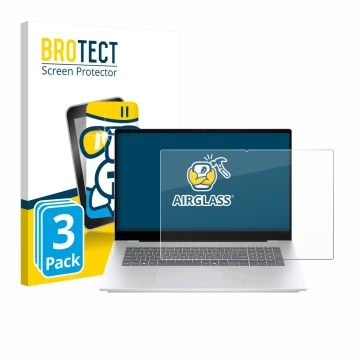 Face avant d’un emballage produit avec le logo de la marque BROTECT. À côté, l’appareil HP OmniBook 7 17-dc est représenté ave