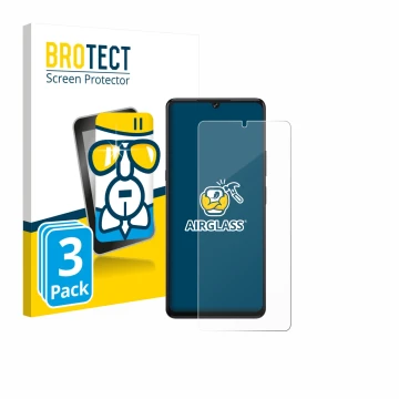 Face avant d’un emballage produit avec le logo de la marque BROTECT. À côté, l’appareil Cubot X100 est représenté avec la prot