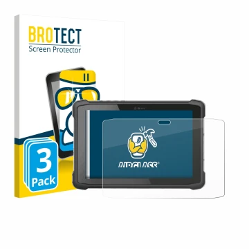 Face avant d’un emballage produit avec le logo de la marque BROTECT. À côté, l’appareil Hematec SolidTab G99 10