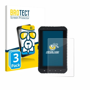 Face avant d’un emballage produit avec le logo de la marque BROTECT. À côté, l’appareil Winmate M700DQ8 est représenté avec la