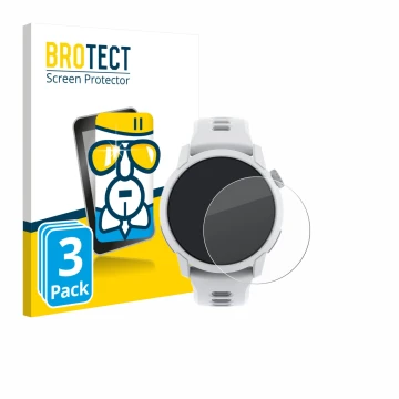 Face avant d’un emballage produit avec le logo de la marque BROTECT. À côté, l’appareil Coros Pace 4 est représenté avec la pr