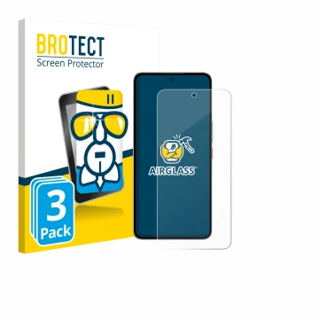 Face avant d’un emballage produit avec le logo de la marque BROTECT. À côté, l’appareil Nubia Neo 3 GT 5G est représenté avec 