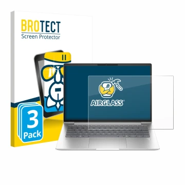 Face avant d’un emballage produit avec le logo de la marque BROTECT. À côté, l’appareil HP ProBook 4 G1a 14