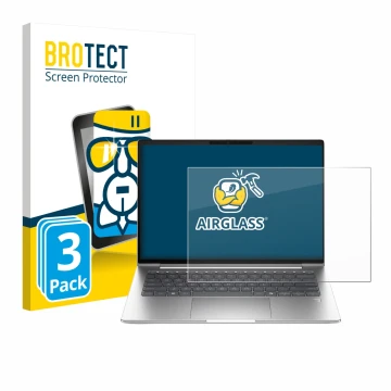 Face avant d’un emballage produit avec le logo de la marque BROTECT. À côté, l’appareil HP ProBook 4 G1a 16