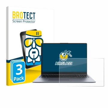 Face avant d’un emballage produit avec le logo de la marque BROTECT. À côté, l’appareil Huawei MateBook D 16 2024 est représen