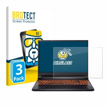 Face avant d’un emballage produit avec le logo de la marque BROTECT. À côté, l’appareil Acer Nitro V 16 est représenté avec la
