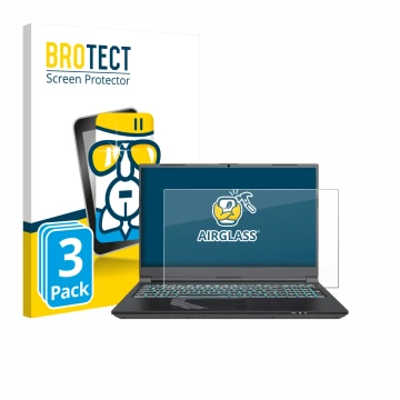 Face avant d’un emballage produit avec le logo de la marque BROTECT. À côté, l’appareil Gigabyte G5 2024 est représenté avec l