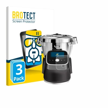 Face avant d’un emballage produit avec le logo de la marque BROTECT. À côté, l’appareil Moulinex i-Companion Touch Pro est rep