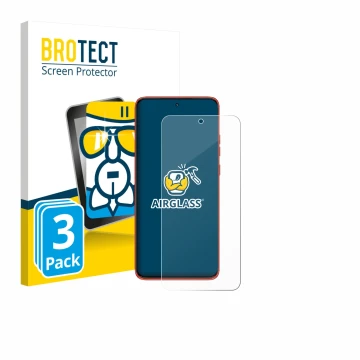 Face avant d’un emballage produit avec le logo de la marque BROTECT. À côté, l’appareil Motorola Edge 60 Neo est représenté av