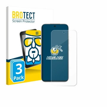 Face avant d’un emballage produit avec le logo de la marque BROTECT. À côté, l’appareil Xiaomi Poco F8 Pro est représenté avec