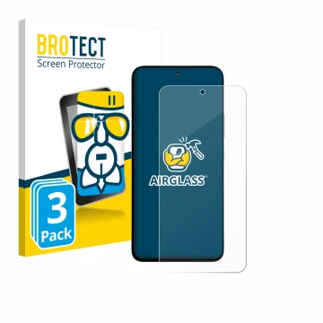 Face avant d’un emballage produit avec le logo de la marque BROTECT. À côté, l’appareil Xiaomi Poco M7 Plus est représenté ave