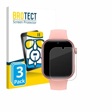 Face avant d’un emballage produit avec le logo de la marque BROTECT. À côté, l’appareil Naixues Kids Smartwatch GPS est représ