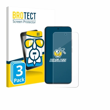 Face avant d’un emballage produit avec le logo de la marque BROTECT. À côté, l’appareil Xiaomi Redmi Note 15 Pro 4G est représ