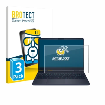 Face avant d’un emballage produit avec le logo de la marque BROTECT. À côté, l’appareil Dell Alienware 16X est représenté avec