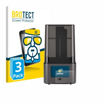 Face avant d’un emballage produit avec le logo de la marque BROTECT. À côté, l’appareil Anycubic Photon Mono 4 Ultra est repré