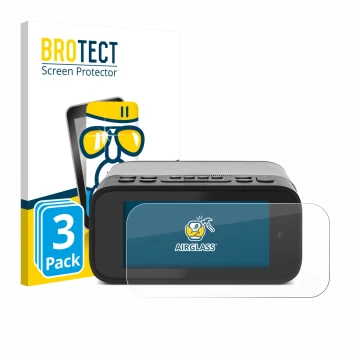 Face avant d’un emballage produit avec le logo de la marque BROTECT. À côté, l’appareil TechniSat Digitradio 52 BT est représe
