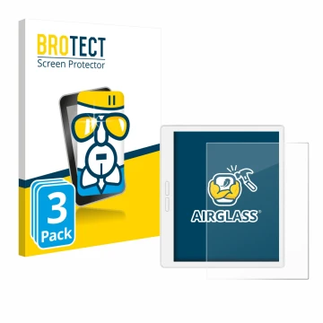 Face avant d’un emballage produit avec le logo de la marque BROTECT. À côté, l’appareil Bigme B751C-S est représenté avec la p