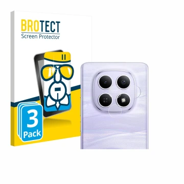 Face avant d’un emballage produit avec le logo de la marque BROTECT. À côté, l’appareil Xiaomi Redmi Note 15 (Caméra UNIQUEMEN