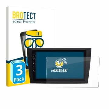 Face avant d’un emballage produit avec le logo de la marque BROTECT. À côté, l’appareil Dynavin D8-DF31 9