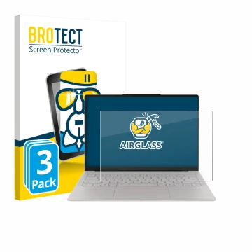 Face avant d’un emballage produit avec le logo de la marque BROTECT. À côté, l’appareil Lenovo Yoga Slim 7i Ultra Gen 11 Aura 